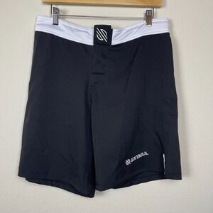 Sanabul UFC MMA‎ Fight Shorts 32 Black White Jiu Jitsu Board No-Gi Hook Loop